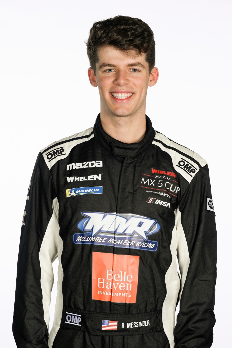 Portrait of Ren Messinger in his race suit